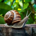 African giant snail crawls slowly in natural environment Royalty Free Stock Photo