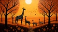 African Giraffes in landscape