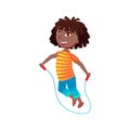 african girl child jumping on skipping rope cartoon vector