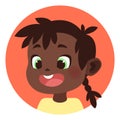 African girl laughing. Happy kid round portrait