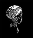 African girl in profile. Tattoo art illustration. Chalk on a blackboard. Royalty Free Stock Photo