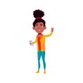 african girl waving hand and glad to see boyfriend on festive fair cartoon vector