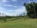 African golf course with palm trees lining the fairway Royalty Free Stock Photo