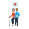 African grandparents couple in love, full length avatar on white background, successful family concept, tree of genus