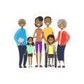 African grandparents parents children girl wheelchair , multi generation family, full length avatar on white background