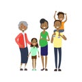 African grandparents parents children grandchildren , multi generation family, full length avatar on white background