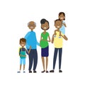 African grandparents parents children grandchildren , multi generation family, full length avatar on white background