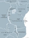 African Great Lakes, gray map