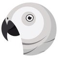 African grey parrot portrait made in unique simple cartoon style. Head of parrot. Isolated artistic stylized icon or Royalty Free Stock Photo