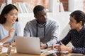 African guy asian and indian girls do assignment together