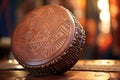 african hand drum with intricate carvings Royalty Free Stock Photo