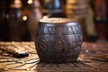 african hand drum with intricate carvings Royalty Free Stock Photo