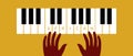 African Hands on Piano Keys, Black Lives Matter, Flat Vector Stock Illustration with African Musician Hands as Black Achievements Royalty Free Stock Photo