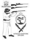 African hunter safari labels, emblems and design elements. Royalty Free Stock Photo