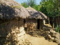 African Huts covered with trees Royalty Free Stock Photo