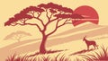 African Impala Under Acacia Tree Vector Scene, vector design Generative AI Royalty Free Stock Photo