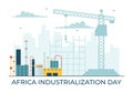 African Industrialization Day Vector Illustration of Factory Building Operating with Chimneys in the Center of the City Royalty Free Stock Photo