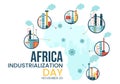 African Industrialization Day Vector Illustration of Factory Building Operating with Chimneys in the Center of the City Royalty Free Stock Photo