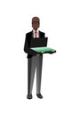 African investor with open suitcase Royalty Free Stock Photo