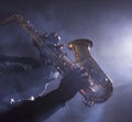 African jazz musician playing the saxophone Royalty Free Stock Photo