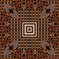 African kente cloth patchwork effect pattern. Seamless geometric quilt fabric all over background. Patched boho rug