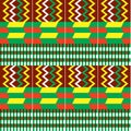 African Kente cloth style vector seamless textile pattern, tribal nwentoma design with geometric shapes Royalty Free Stock Photo