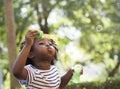 African kid playing with bubbles Royalty Free Stock Photo