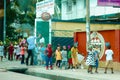 African Kindergarten is making a parade in the street of Brazzaville Congo. Brazzaville Congo, 9. February 2018