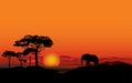 African landscape with animal silhouette. Savanna background Royalty Free Stock Photo