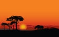 African landscape with animal silhouette. Savanna background Royalty Free Stock Photo