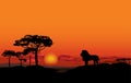 African landscape with animal silhouette. Savanna sunset background. Royalty Free Stock Photo