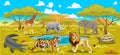 African landscape with animals. Royalty Free Stock Photo