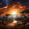 African landscape  Made With Generative AI illustration Royalty Free Stock Photo