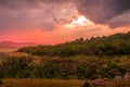 Dramatic African landscape and sunset Royalty Free Stock Photo