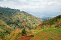 African landscape with houses and farms on the valley at the foothills of Uluguru Mountains in Morogoro Town, Tanzania
