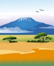 African landscape with Kilimanjaro mountain