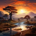 African landscape  Made With Generative AI illustration Royalty Free Stock Photo