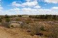 African Landscape of open savanna and river on sunny day, Tsavo Royalty Free Stock Photo