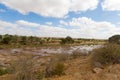 African Landscape of open savanna and river on sunny day, Tsavo Royalty Free Stock Photo