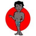 African, latino or indian swimmer man cartoon Royalty Free Stock Photo