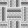 African Line and Zigzag Pattern Design in black and white Royalty Free Stock Photo