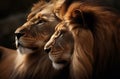 African lion couple. Generate ai Royalty Free Stock Photo