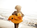 African little boy playing at the beach Royalty Free Stock Photo