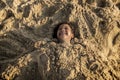 African little boy playing at the beach Royalty Free Stock Photo