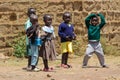 African little children play on a street