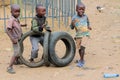 African little children play on a street Royalty Free Stock Photo