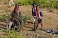 African little children on a playground Royalty Free Stock Photo