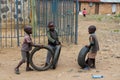 African little children on a playground