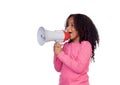 African little girl with a megaphone Royalty Free Stock Photo