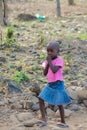 African little girl play on a street Royalty Free Stock Photo